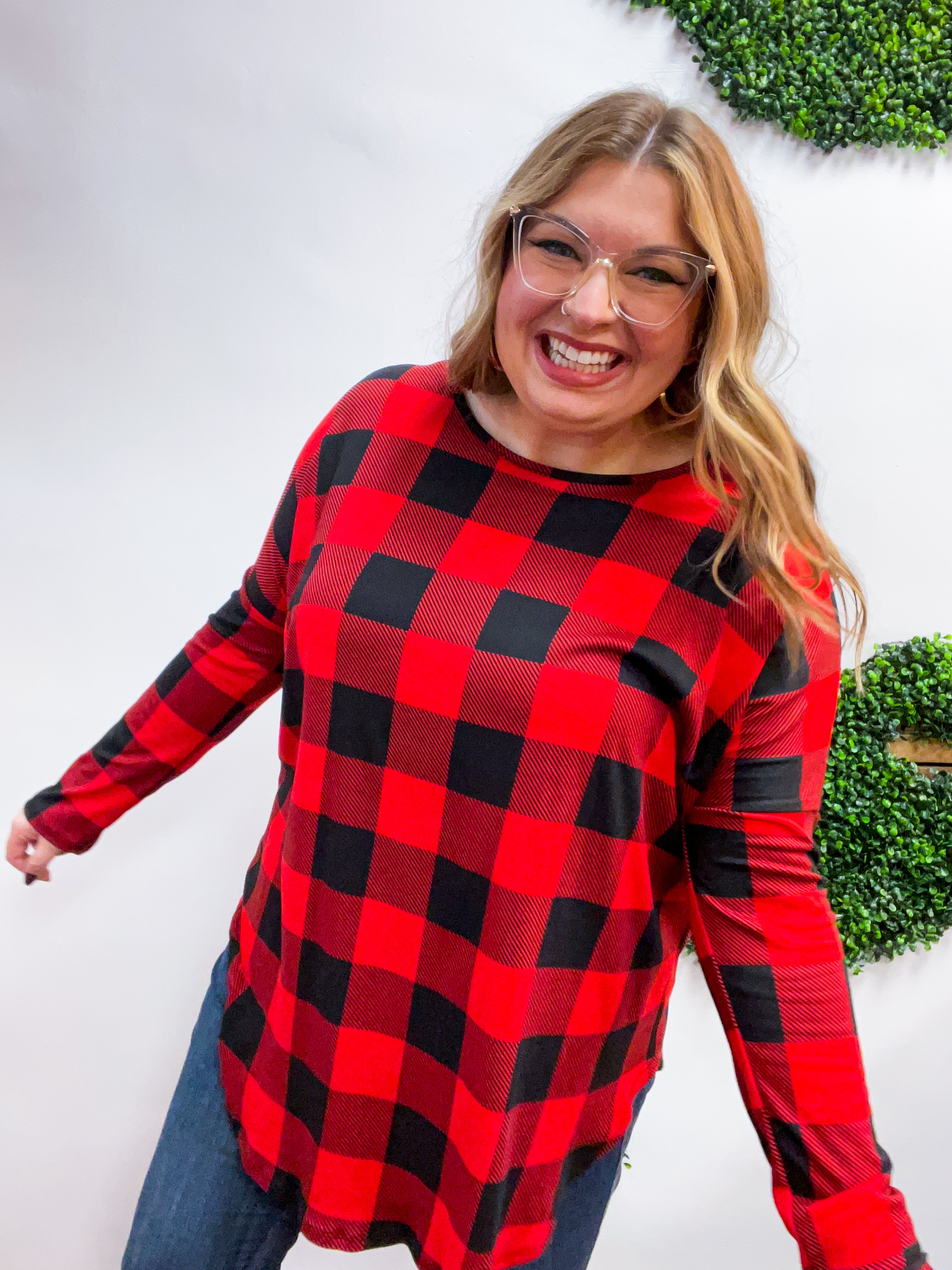 Merry Moments Plaid Tunic in Red