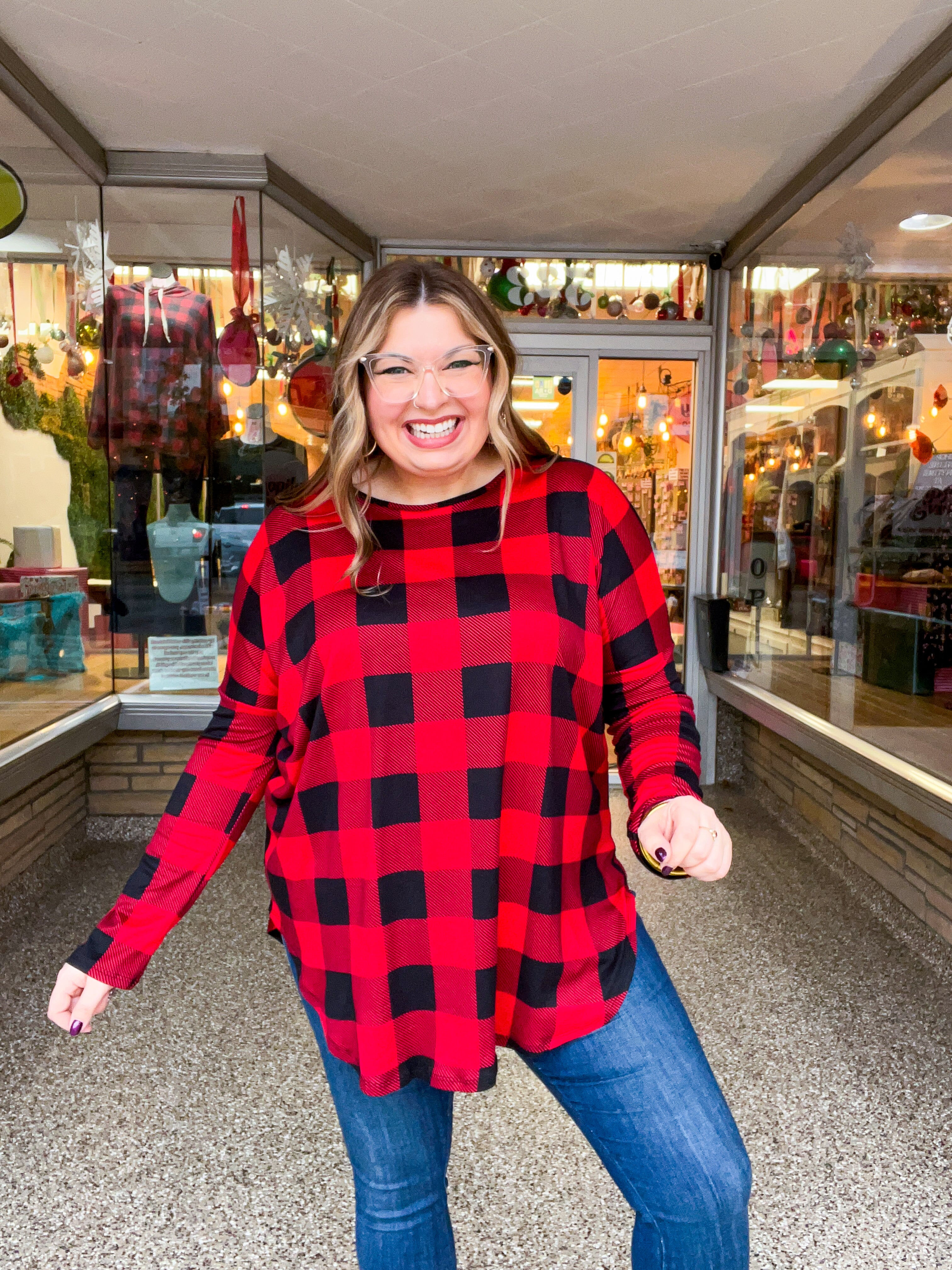 Merry Moments Plaid Tunic in Red