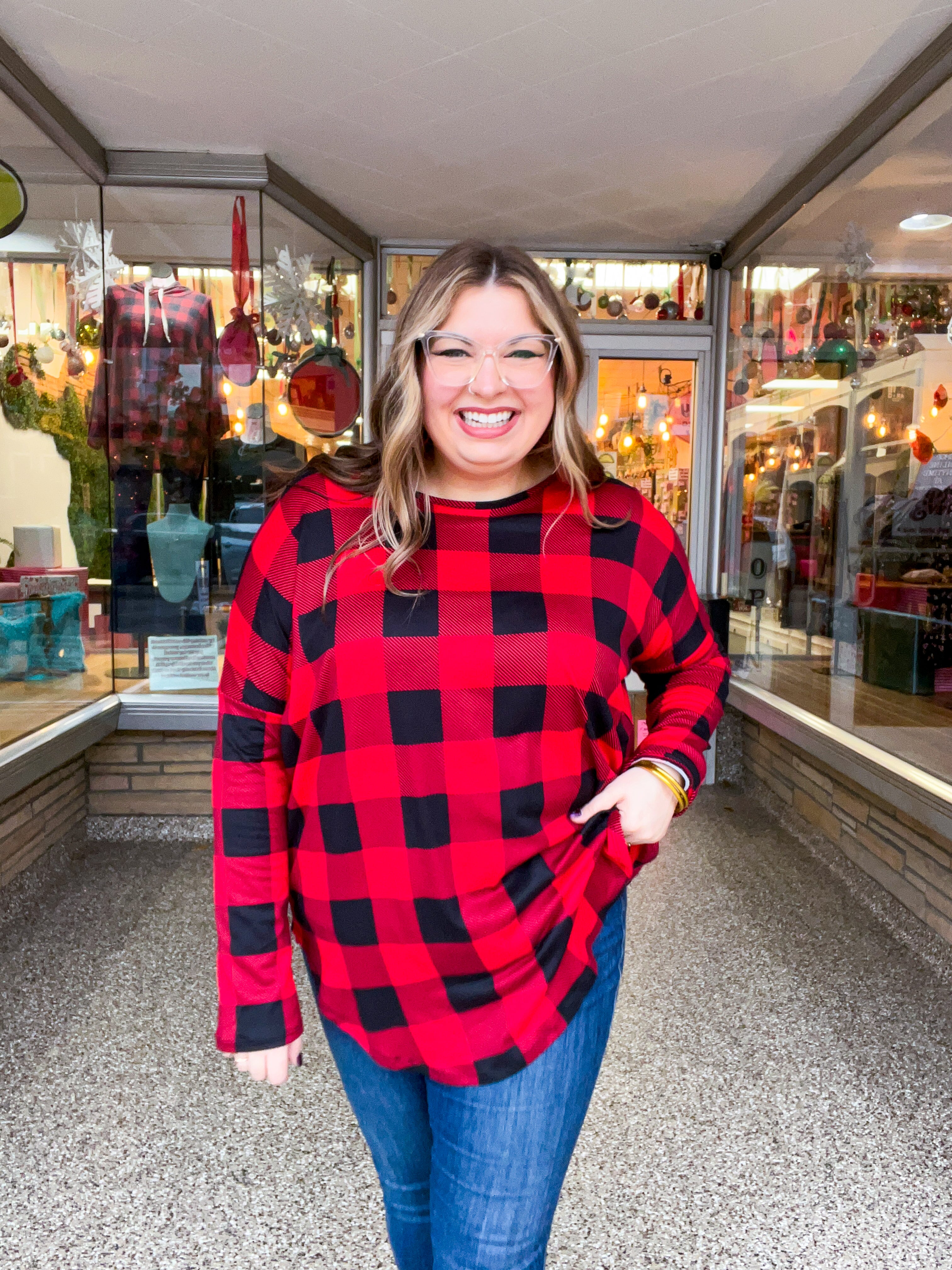 Merry Moments Plaid Tunic in Red