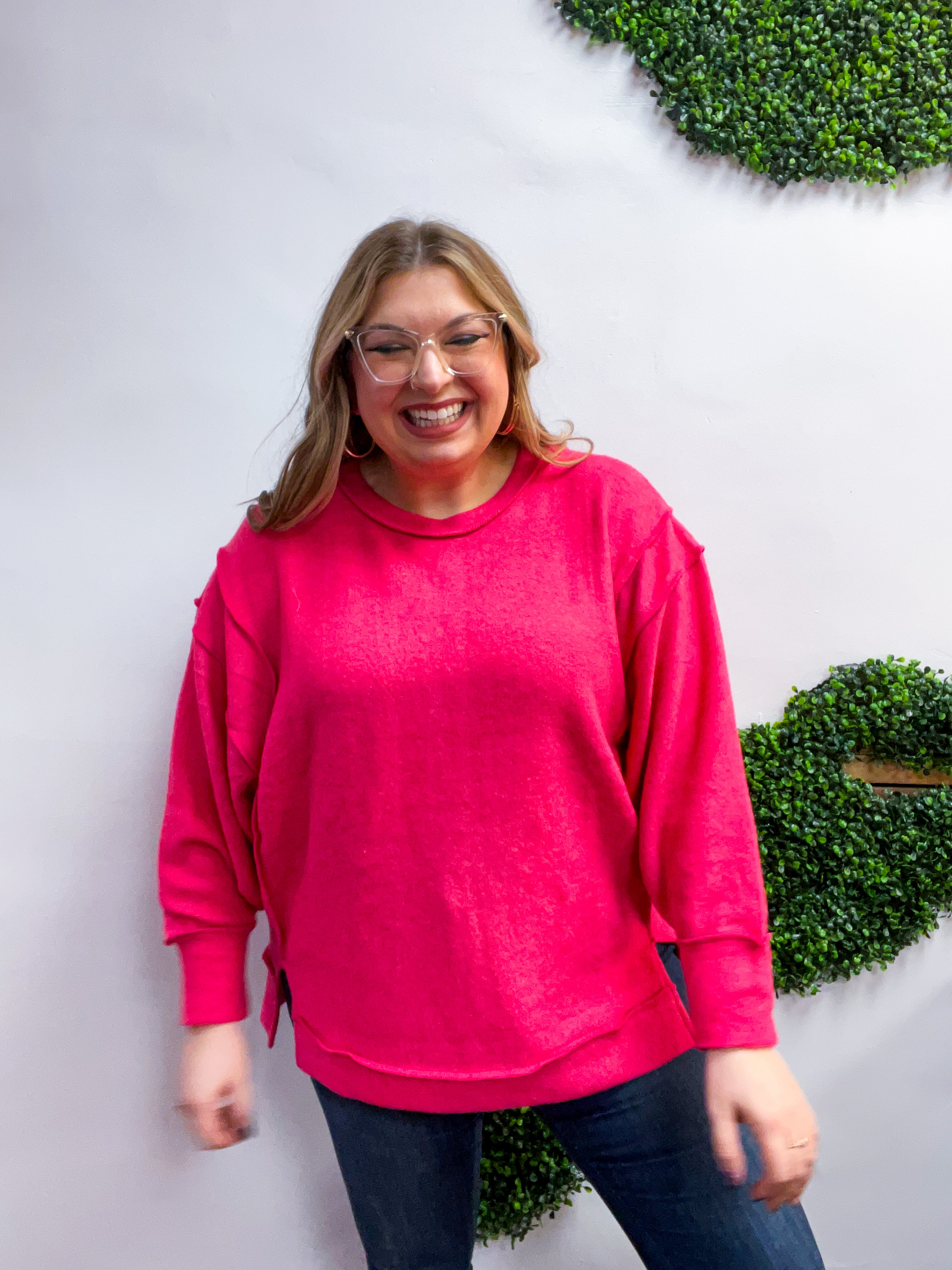 Warm Wishes Pullover in Hot Pink