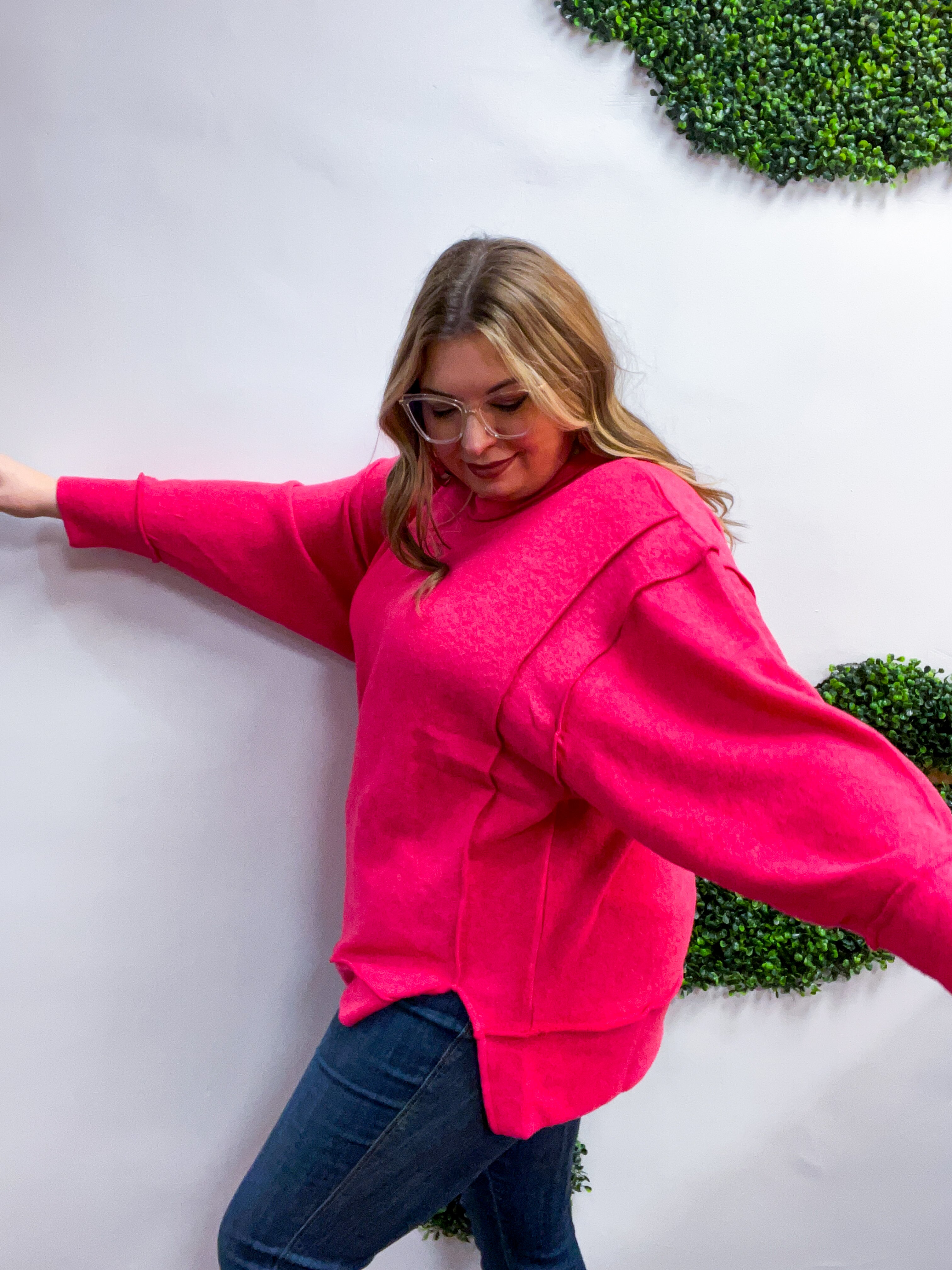 Warm Wishes Pullover in Hot Pink