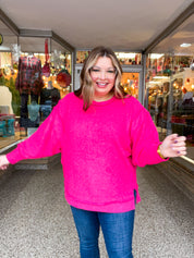 Warm Wishes Pullover in Hot Pink