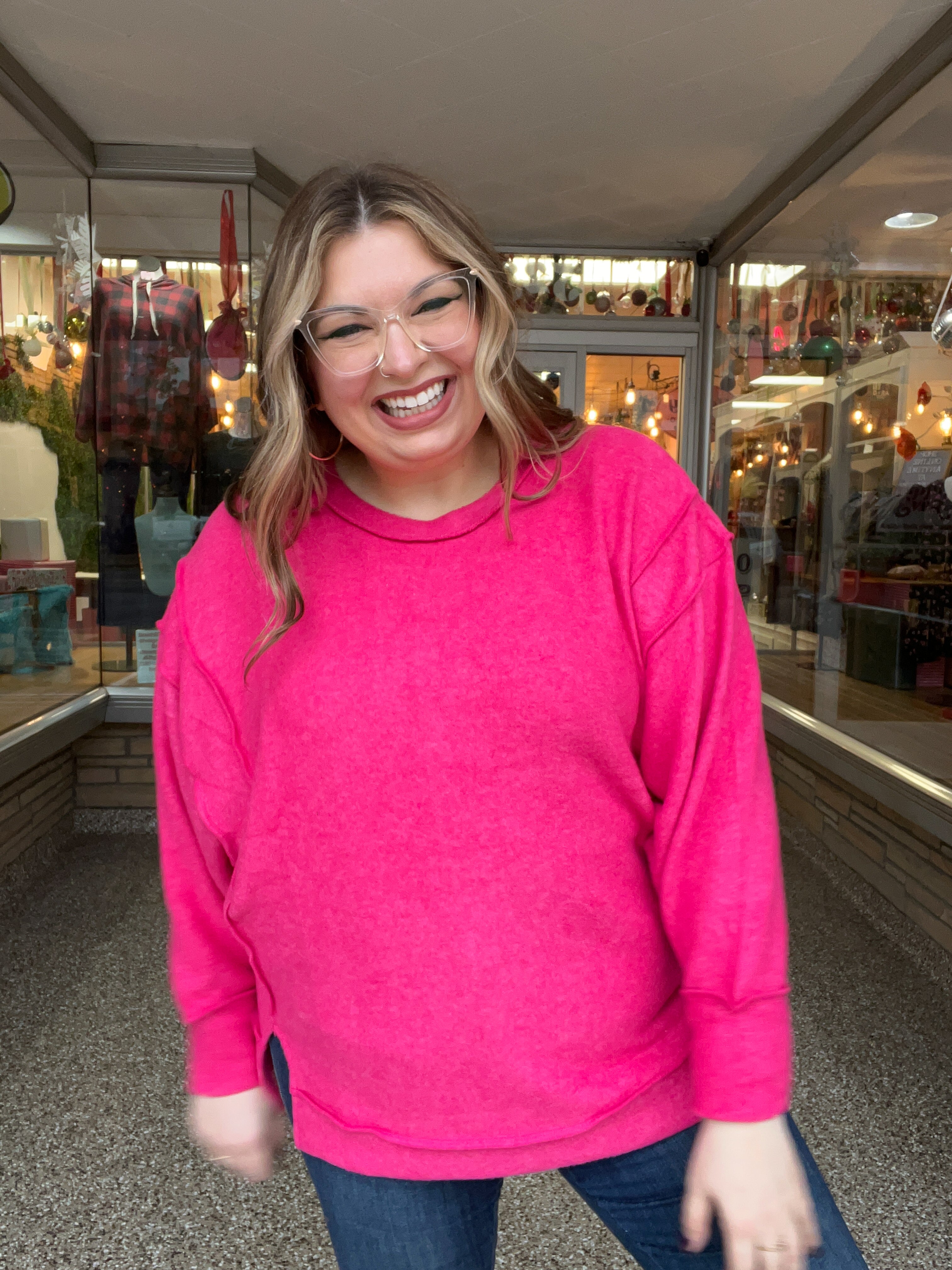 Warm Wishes Pullover in Hot Pink
