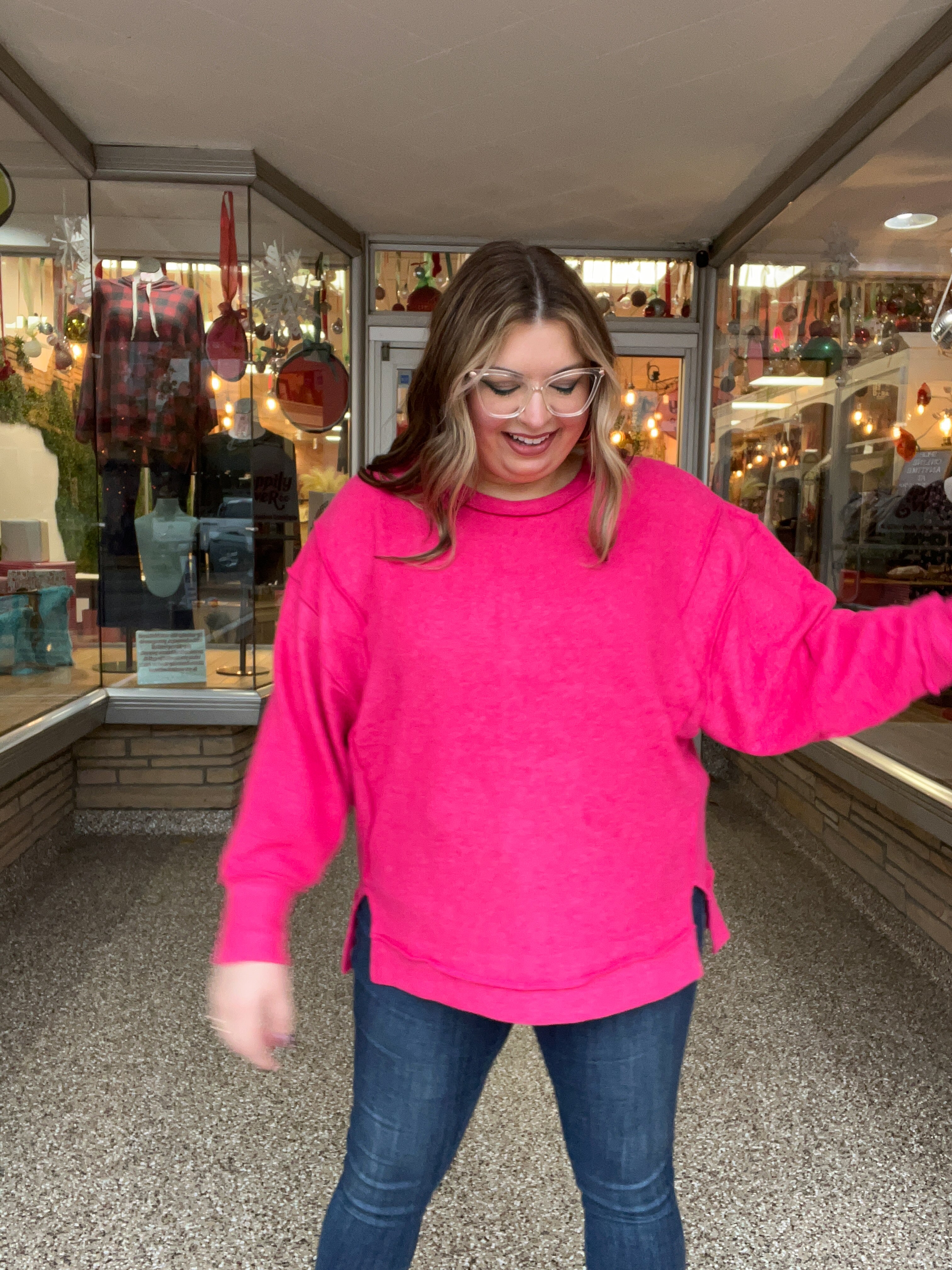 Warm Wishes Pullover in Hot Pink