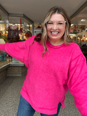 Warm Wishes Pullover in Hot Pink