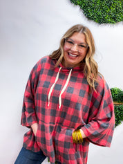 Plaid Perfection Hooded Poncho in Red *FINAL SALE*