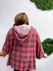 Plaid Perfection Hooded Poncho in Red *FINAL SALE*