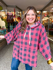 Plaid Perfection Hooded Poncho in Red *FINAL SALE*