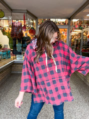 Plaid Perfection Hooded Poncho in Red *FINAL SALE*