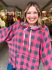 Plaid Perfection Hooded Poncho in Red *FINAL SALE*