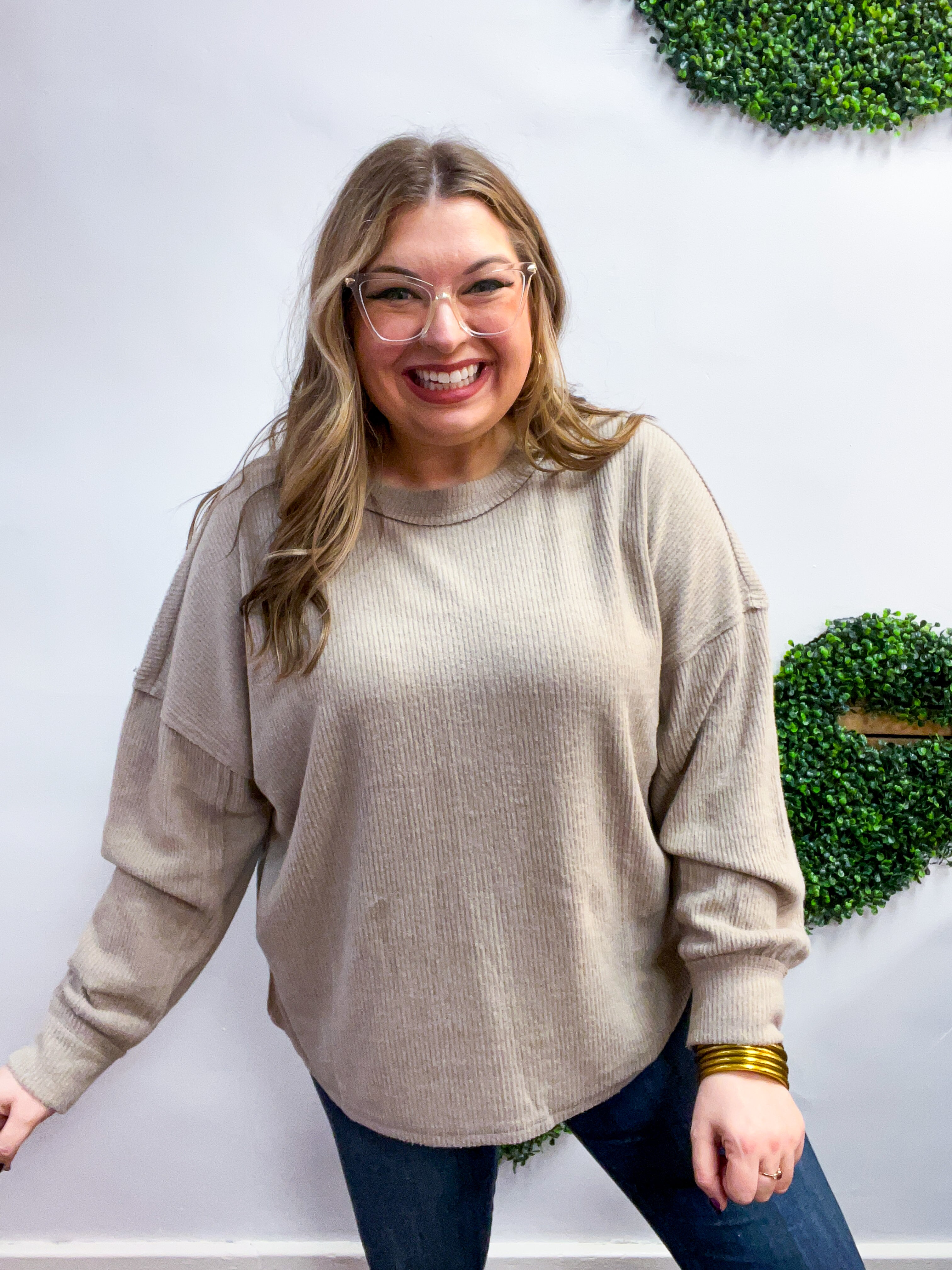 Meadow Ridge Drop Shoulder Sweater in Ash Mocha *FINAL SALE*