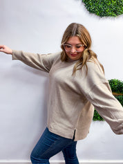 Meadow Ridge Drop Shoulder Sweater in Ash Mocha *FINAL SALE*