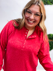 Maplewood Button Henley Sweater in Red *FINAL SALE*