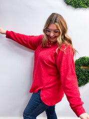 Maplewood Button Henley Sweater in Red *FINAL SALE*