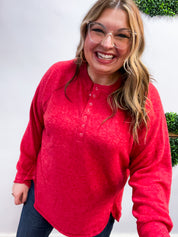 Maplewood Button Henley Sweater in Red *FINAL SALE*