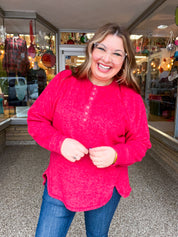 Maplewood Button Henley Sweater in Red *FINAL SALE*
