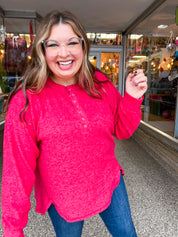 Maplewood Button Henley Sweater in Red *FINAL SALE*