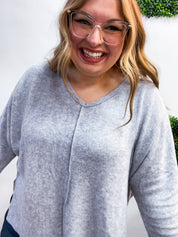 Creamy Comfort V-Neck Sweater in Heather Grey