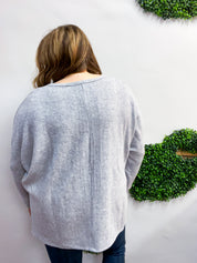 Creamy Comfort V-Neck Sweater in Heather Grey