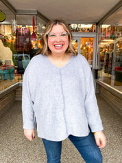 Creamy Comfort V-Neck Sweater in Heather Grey