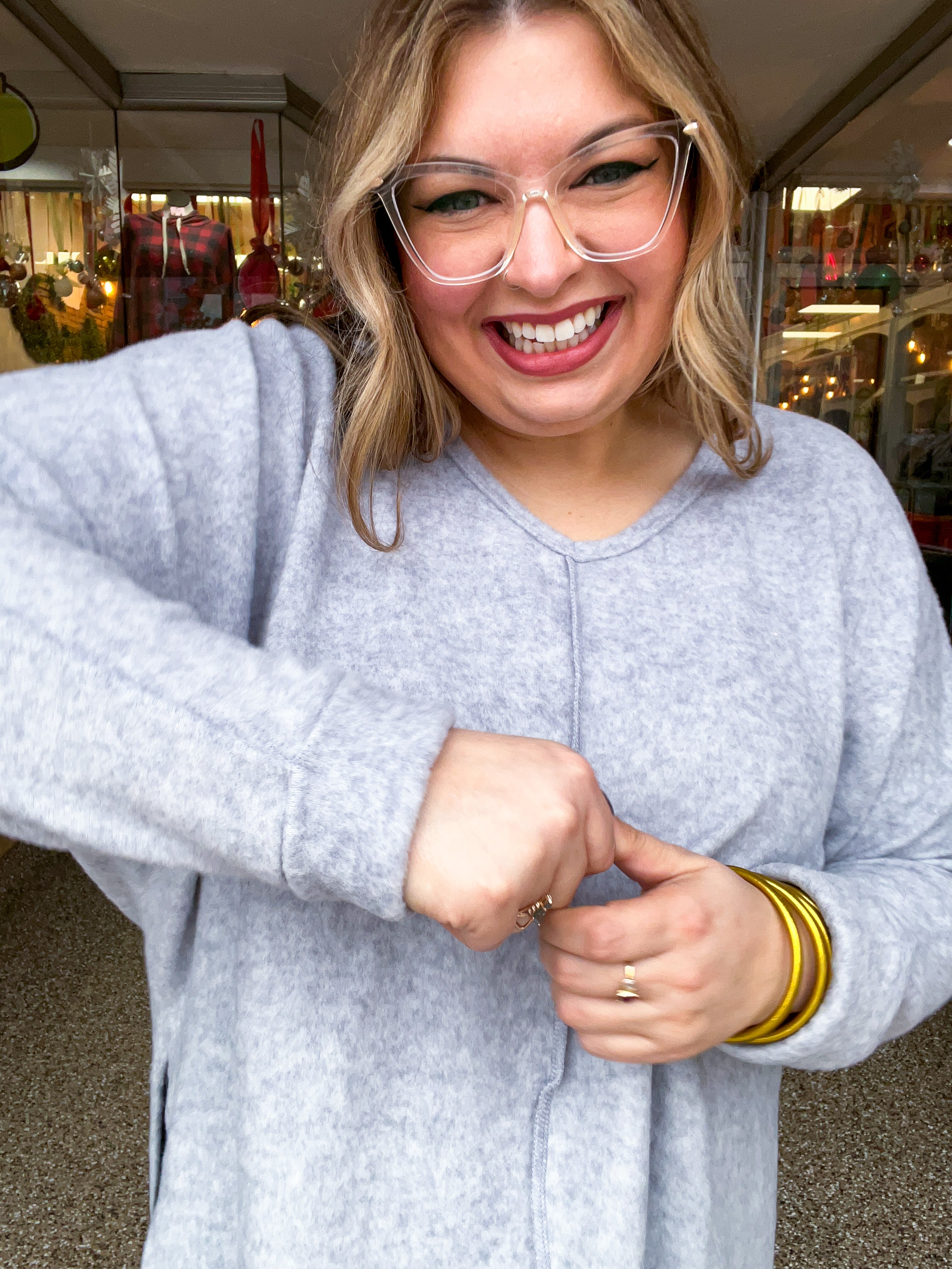 Creamy Comfort V-Neck Sweater in Heather Grey