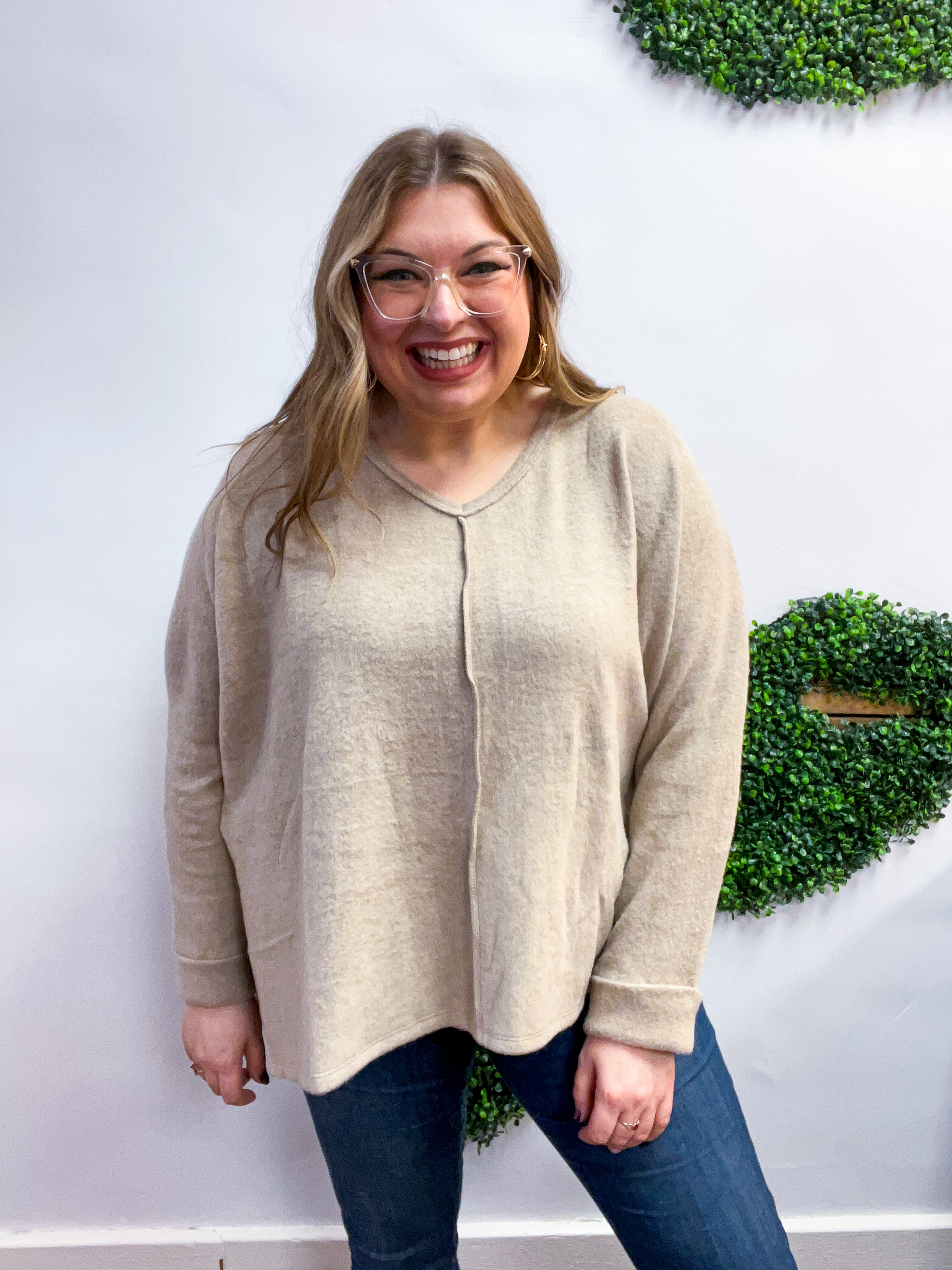 Creamy Comfort V-Neck Sweater in Ash Mocha