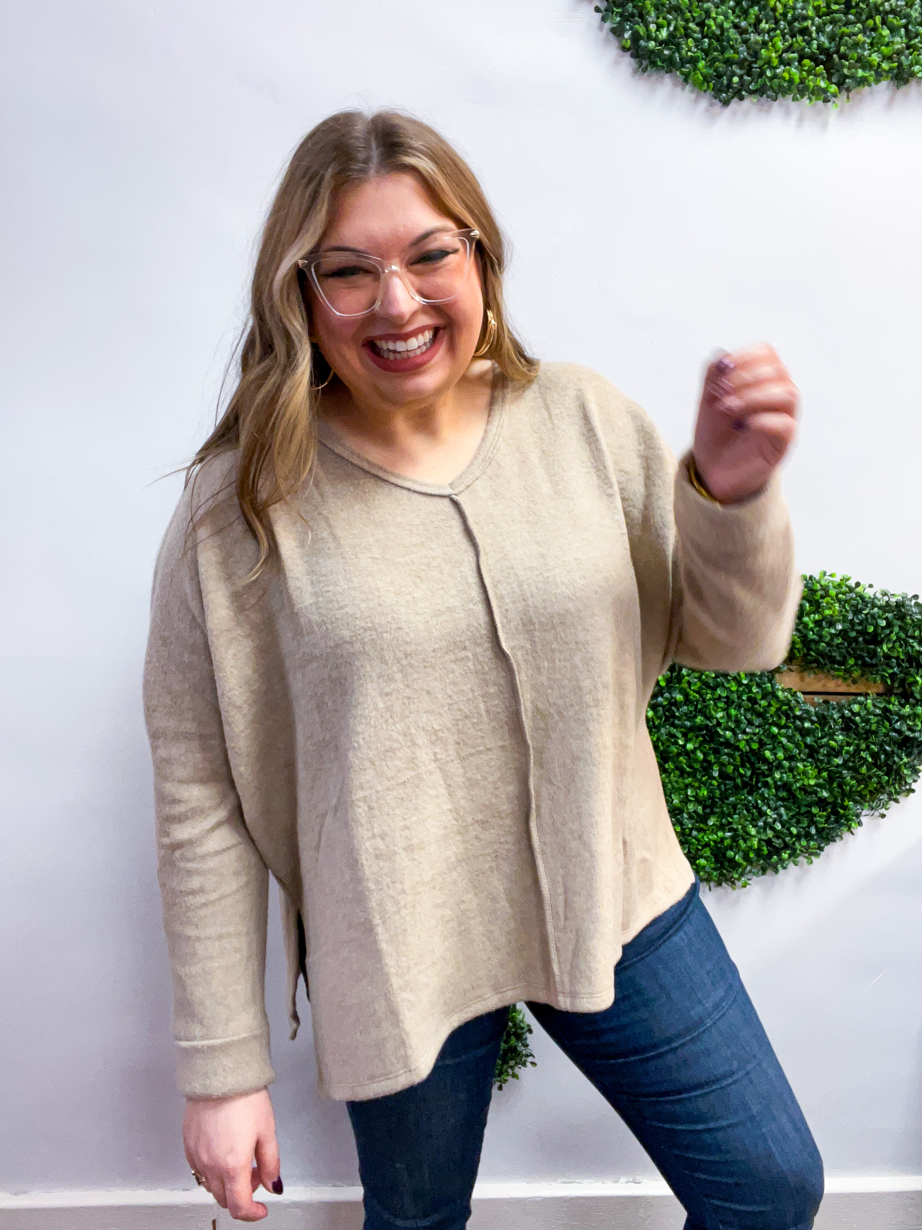 Creamy Comfort V-Neck Sweater in Ash Mocha