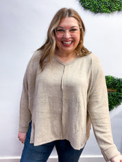 Creamy Comfort V-Neck Sweater in Ash Mocha