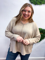 Creamy Comfort V-Neck Sweater in Ash Mocha