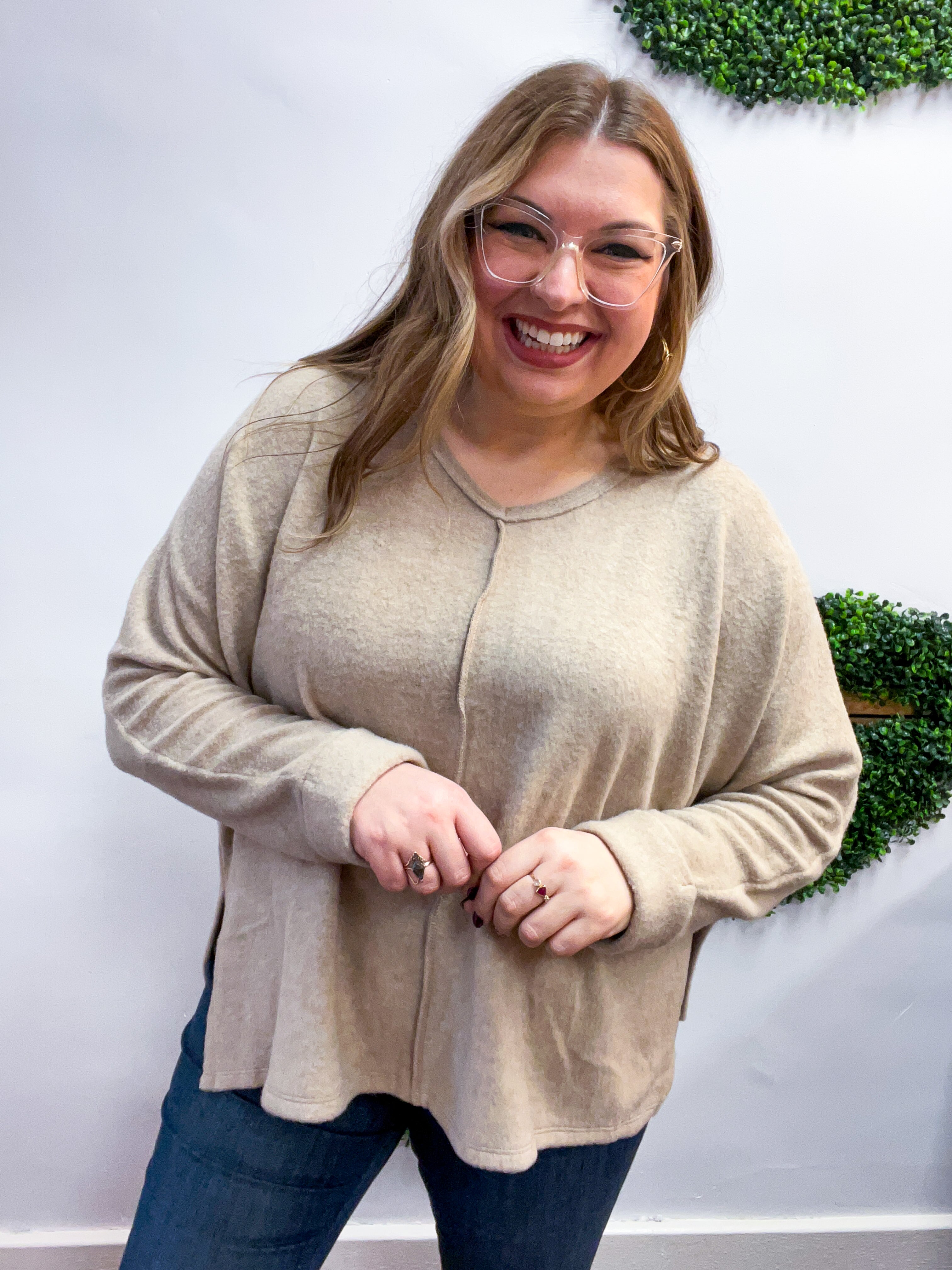 Creamy Comfort V-Neck Sweater in Ash Mocha