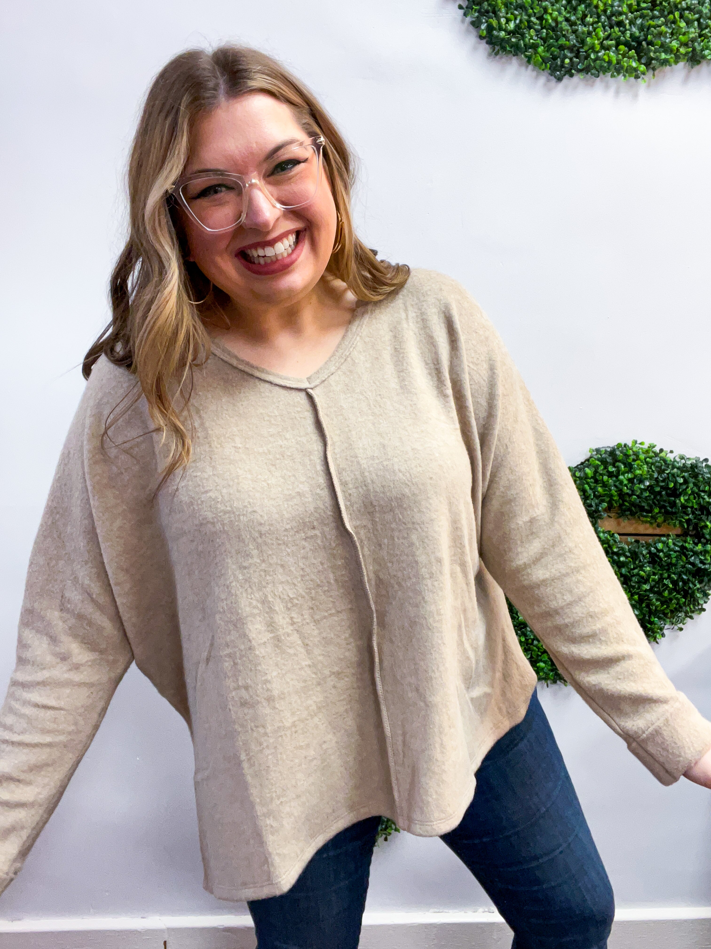 Creamy Comfort V-Neck Sweater in Ash Mocha