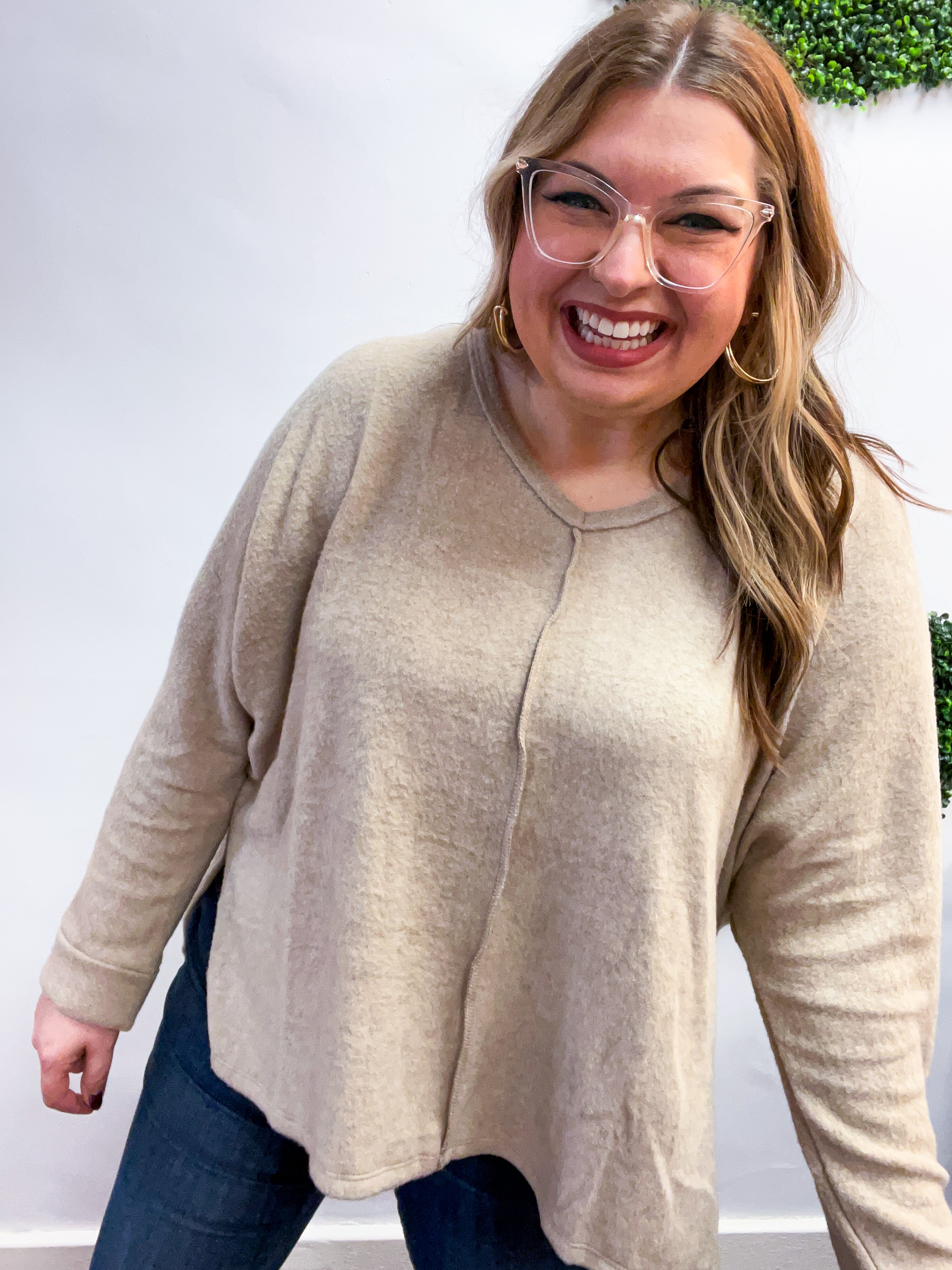 Creamy Comfort V-Neck Sweater in Ash Mocha