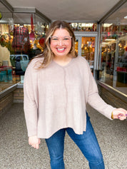 Creamy Comfort V-Neck Sweater in Ash Mocha