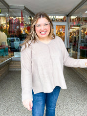 Creamy Comfort V-Neck Sweater in Ash Mocha