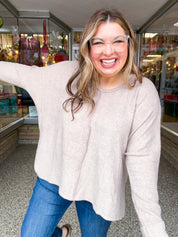 Creamy Comfort V-Neck Sweater in Ash Mocha