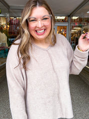 Creamy Comfort V-Neck Sweater in Ash Mocha