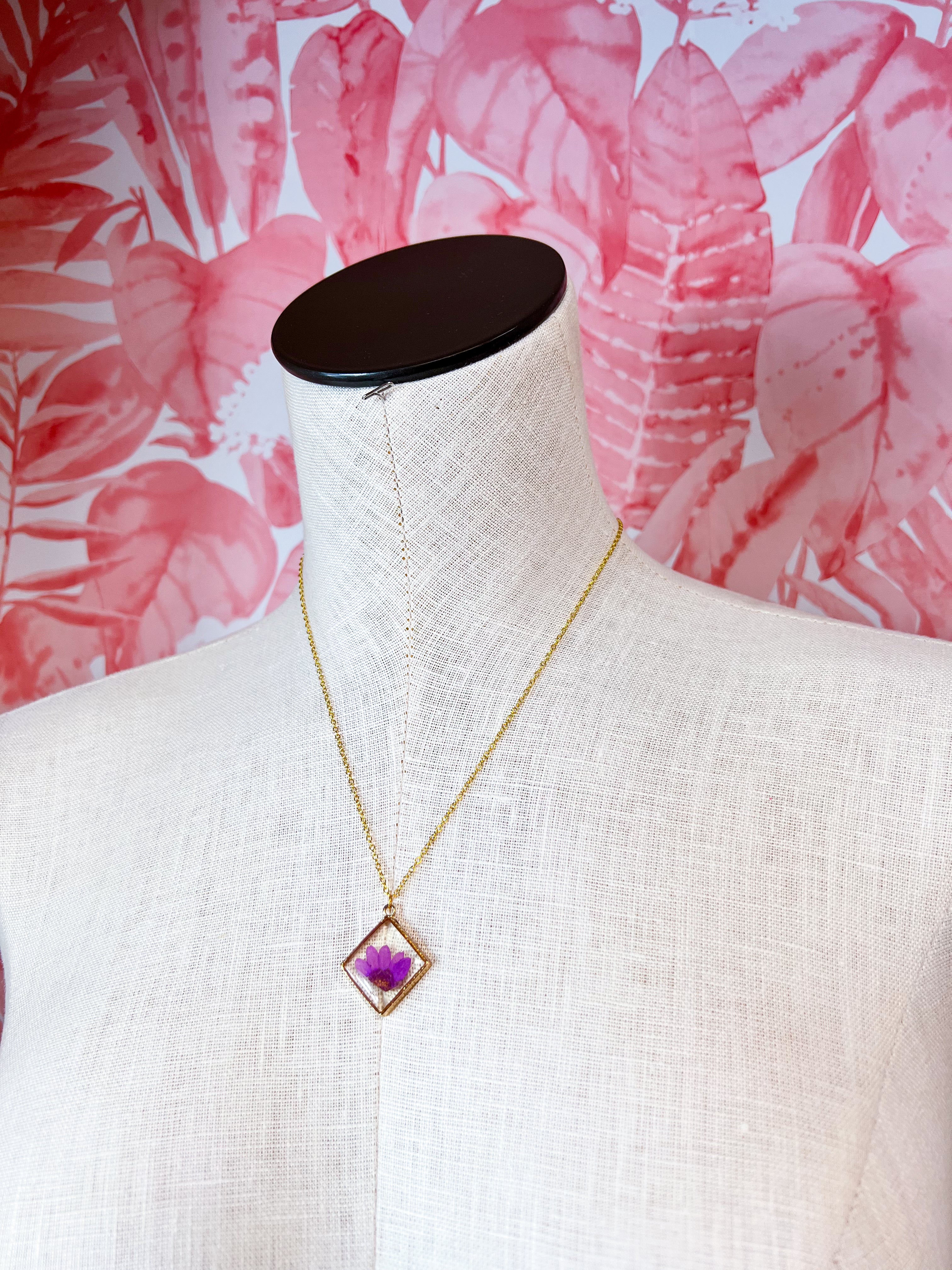 Beverly Jane |  Petal Pop Squares Necklace – Violet Bloom