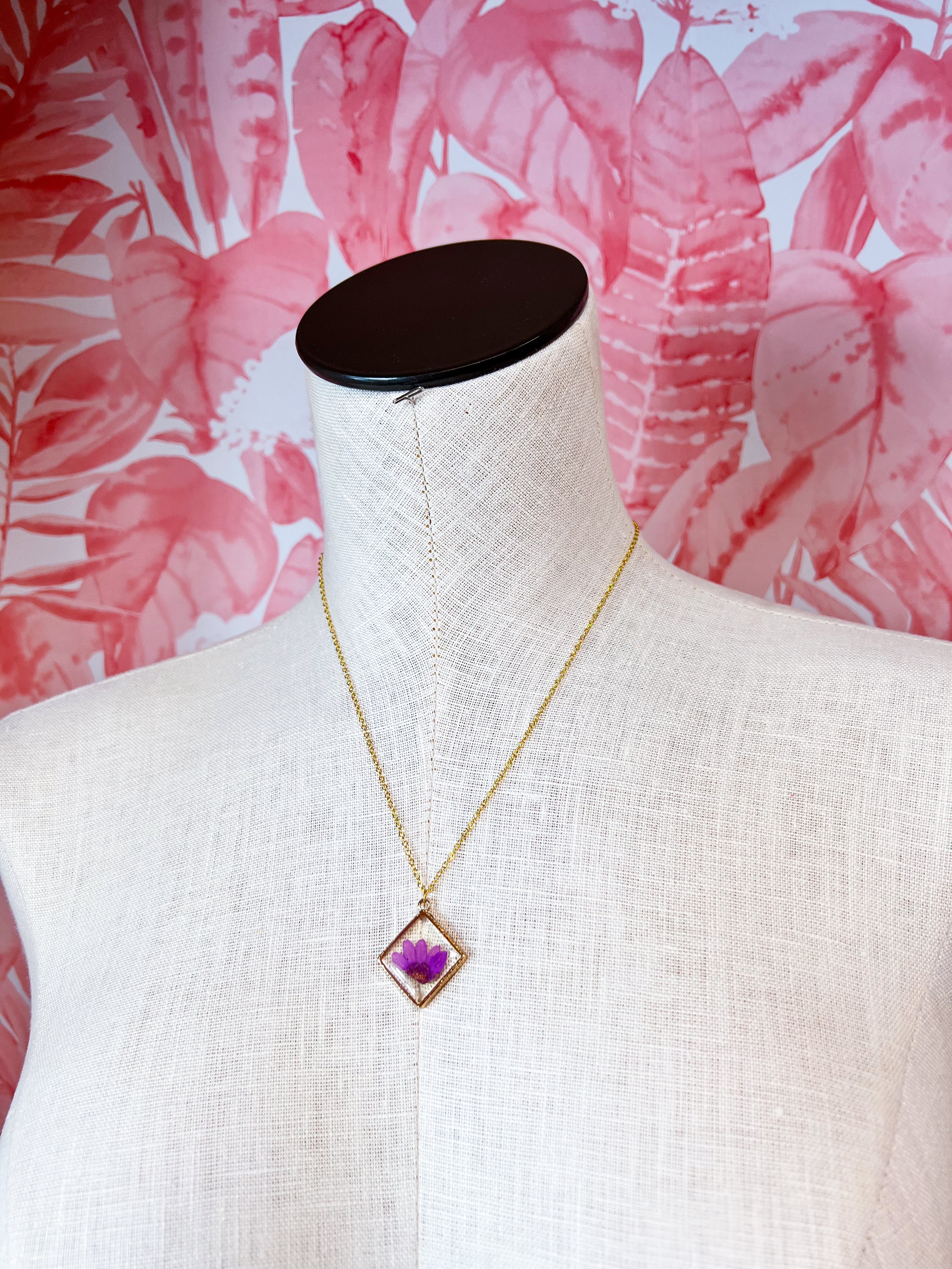 Beverly Jane |  Petal Pop Squares Necklace – Violet Bloom