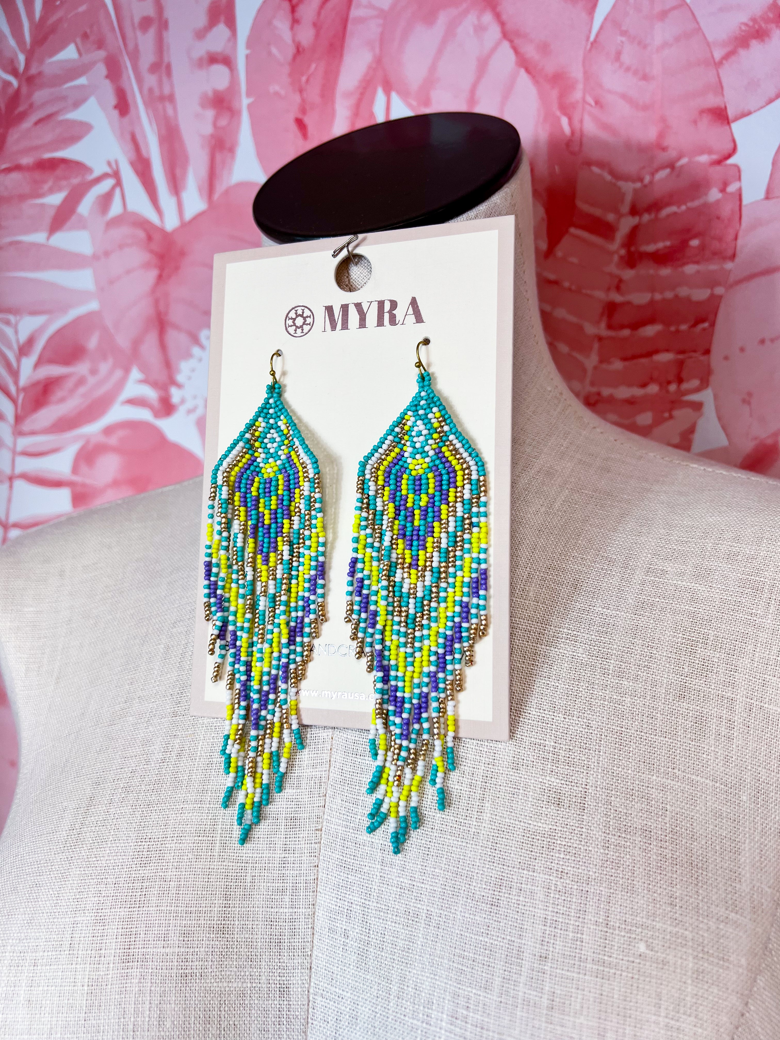 Myra | Lonanna Beaded Earrings in Green