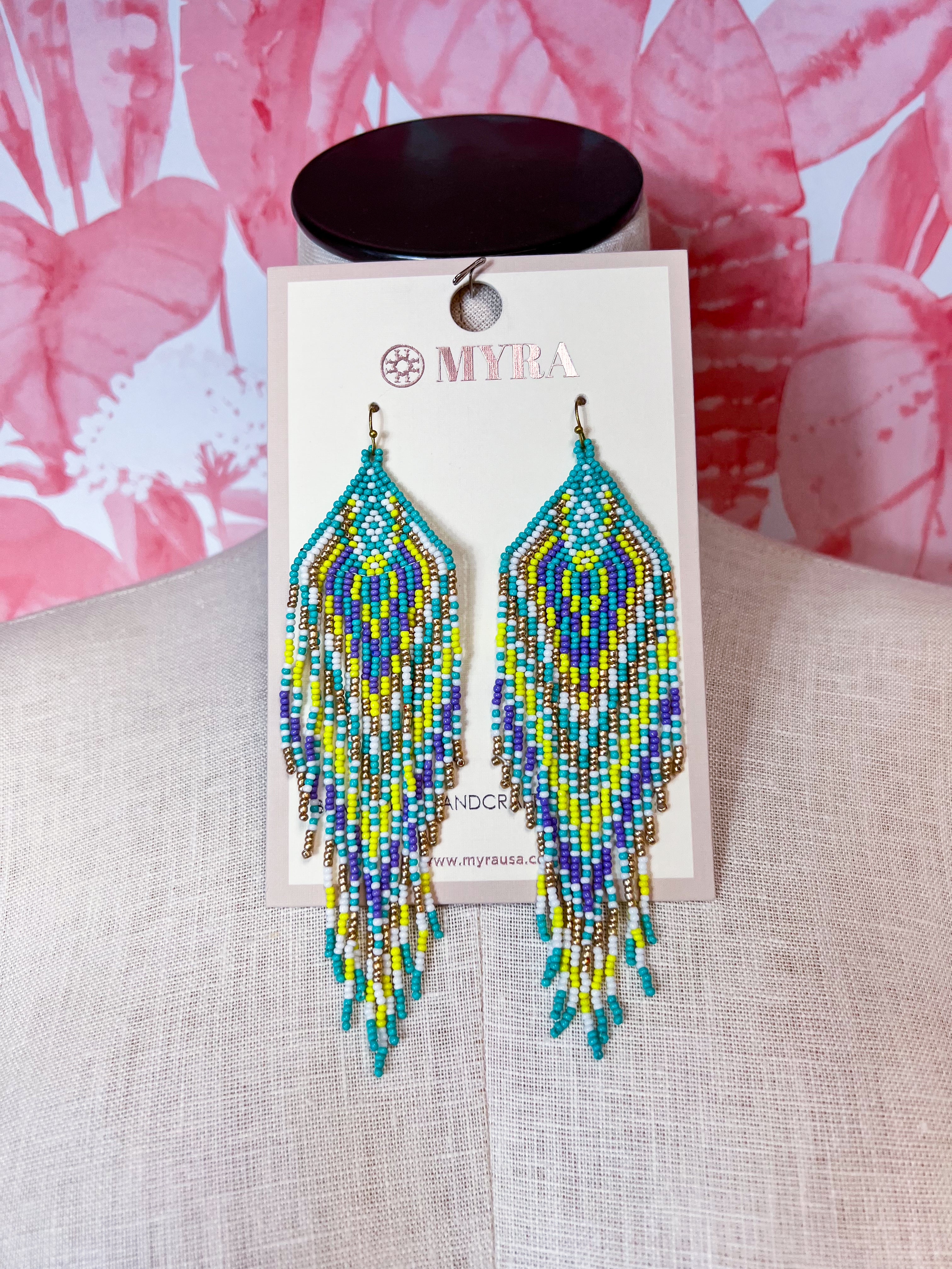 Myra | Lonanna Beaded Earrings in Green