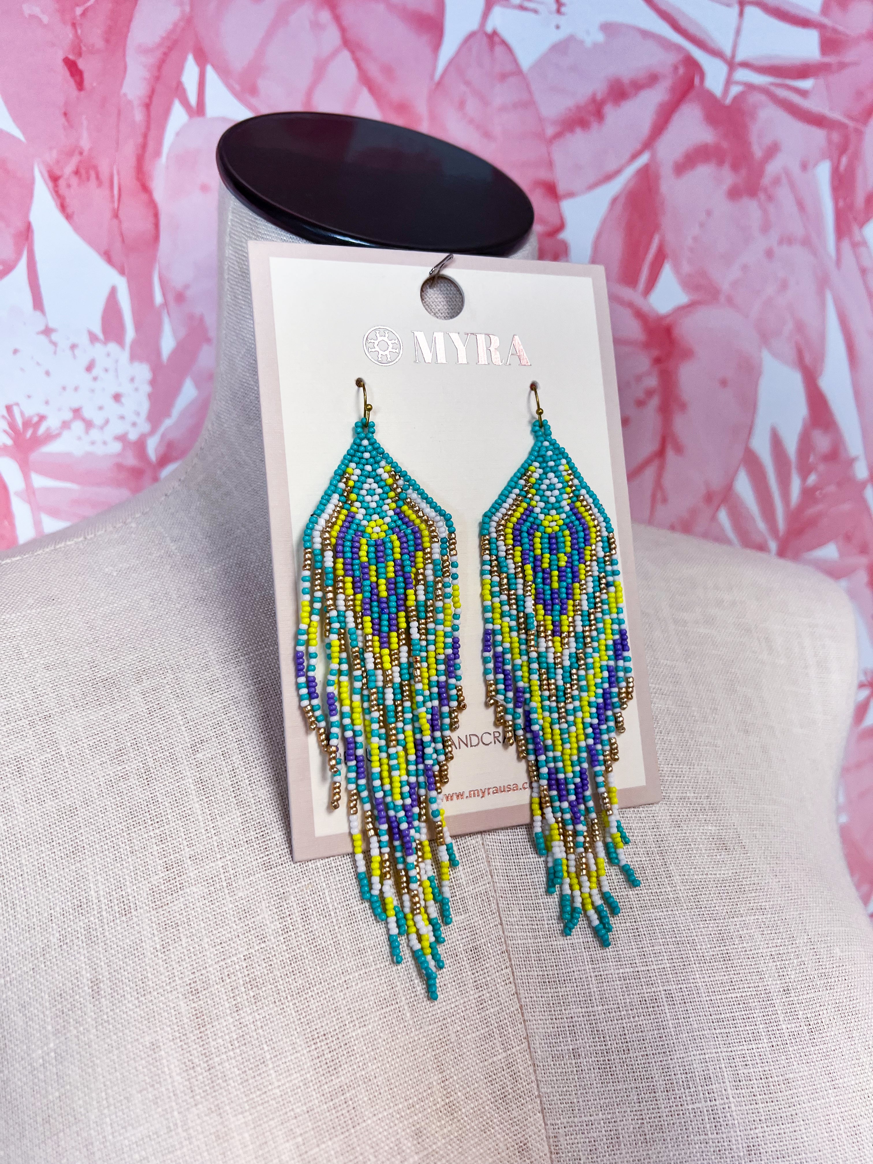 Myra | Lonanna Beaded Earrings in Green