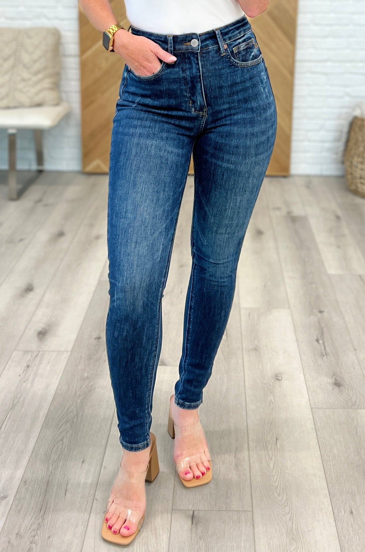 High Rise No Holes Tummy Control Skinny Judy Blue Jeans