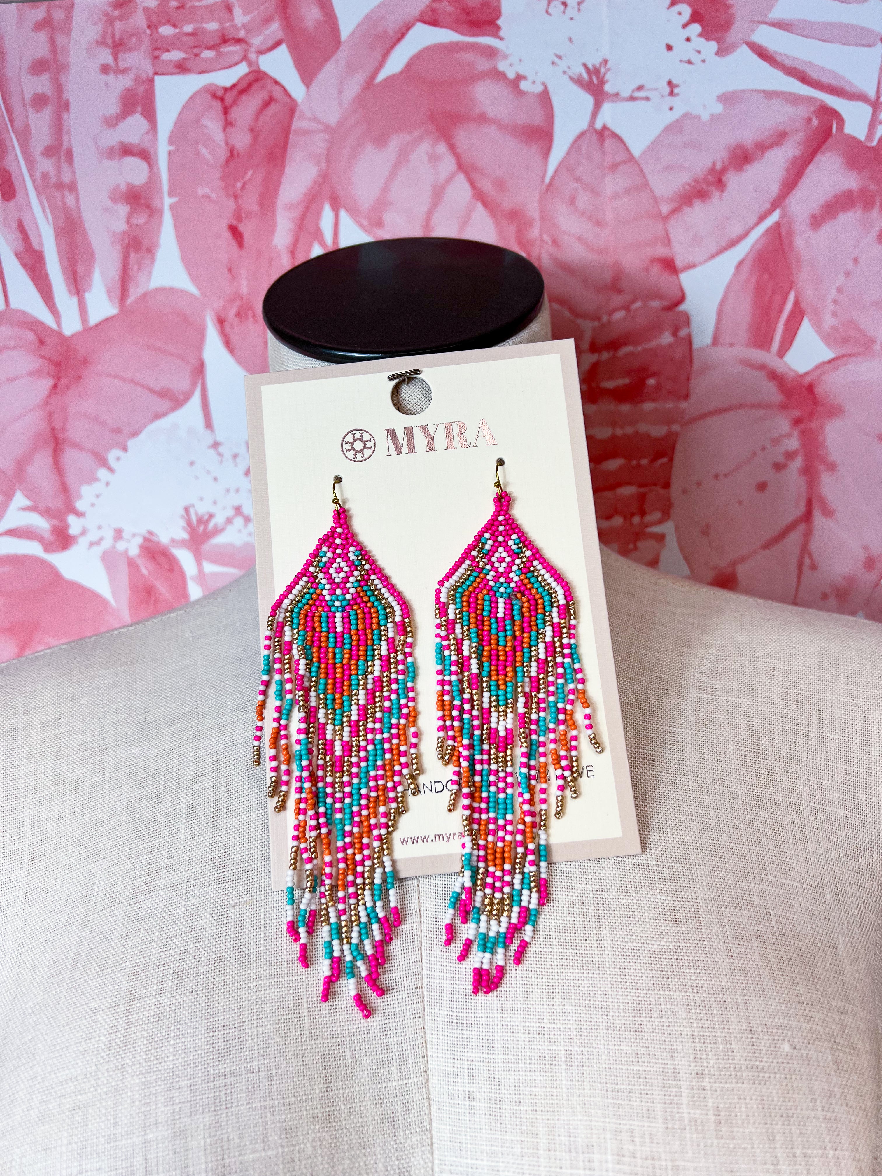 Myra | Lonanna Beaded Earrings in Pink