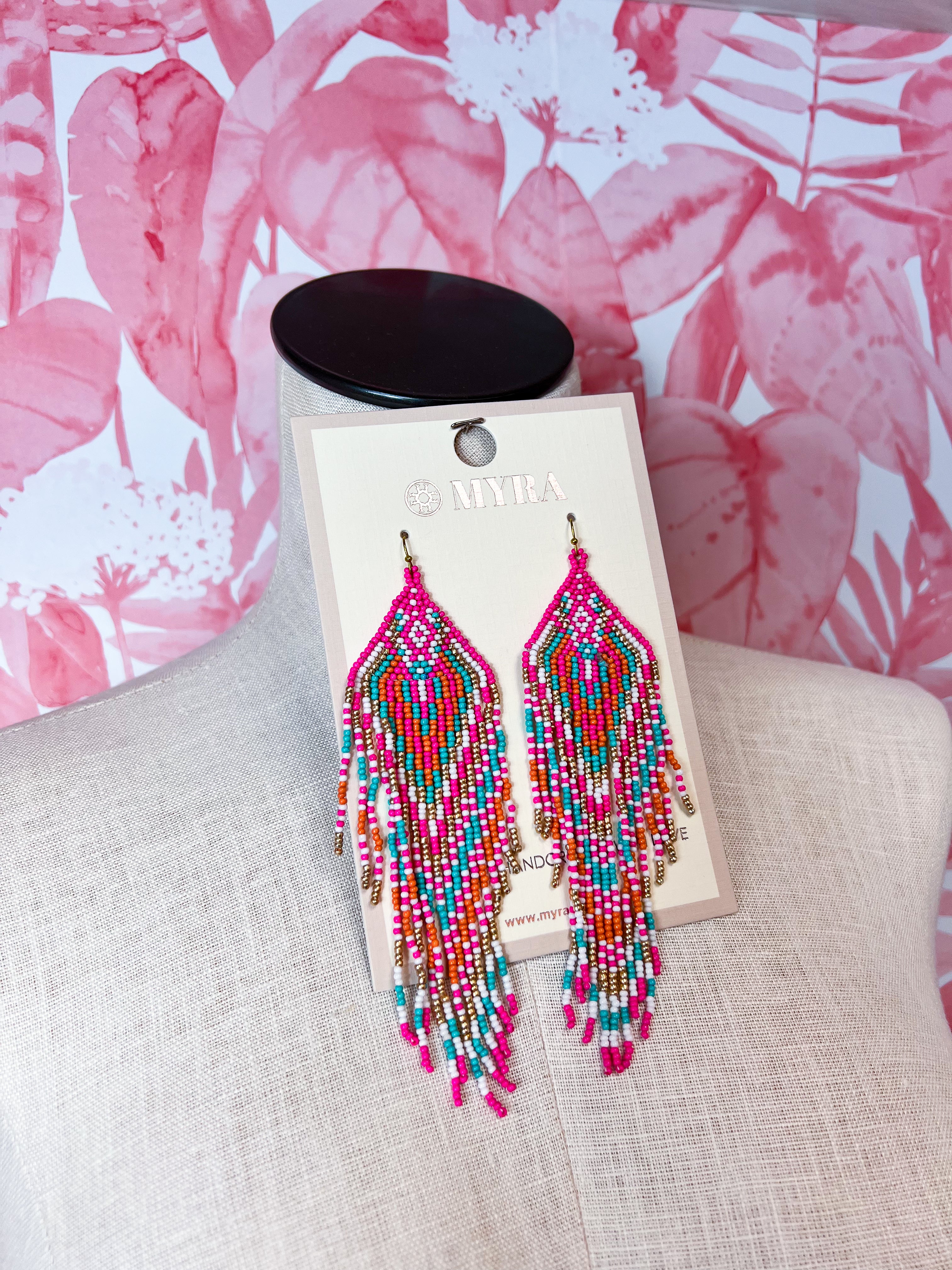 Myra | Lonanna Beaded Earrings in Pink