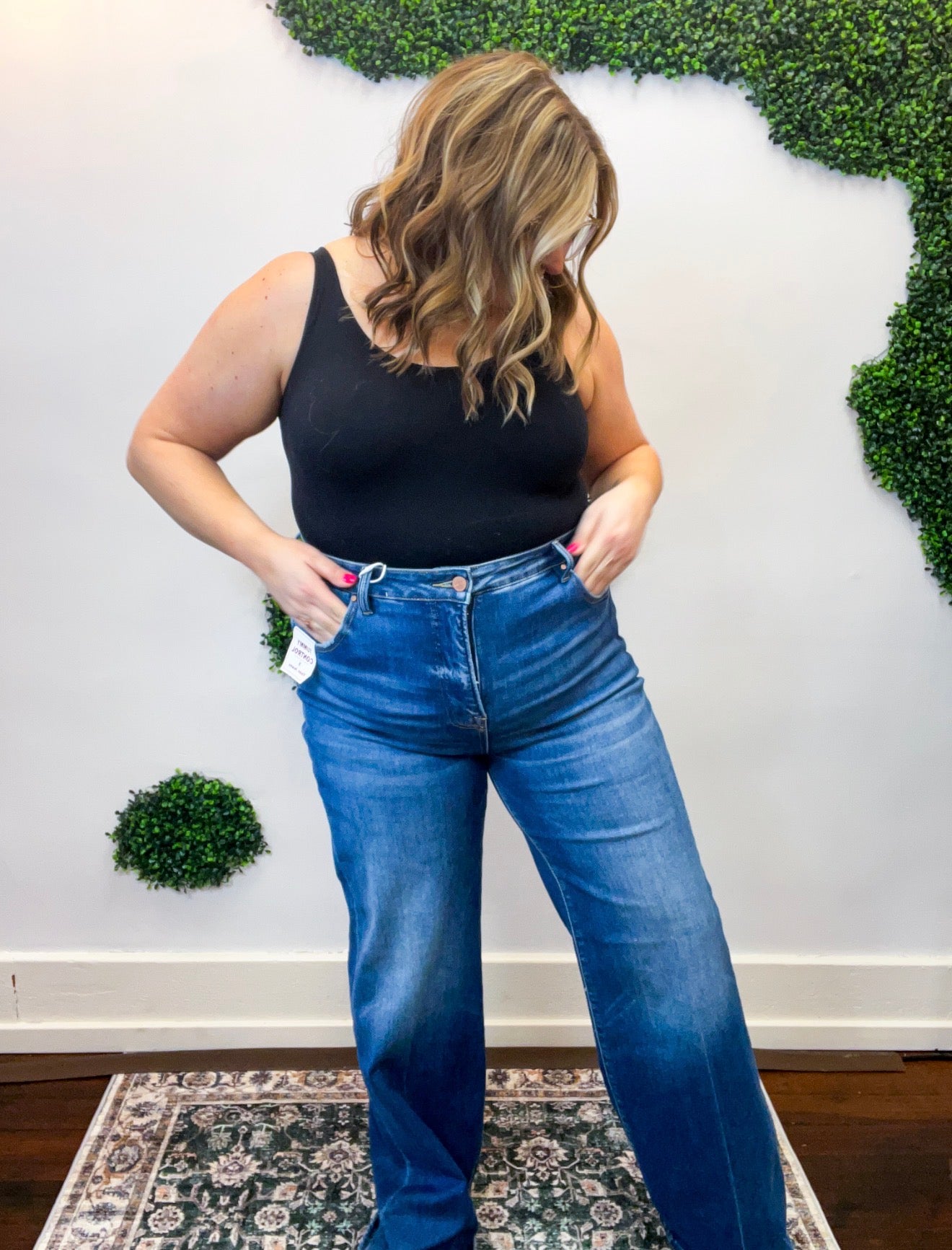 Tummy Control High Rise Wide Flare Jeans by Risen