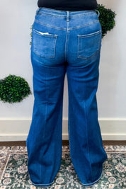 Tummy Control High Rise Wide Flare Jeans by Risen