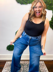 Tummy Control High Rise Wide Flare Jeans by Risen