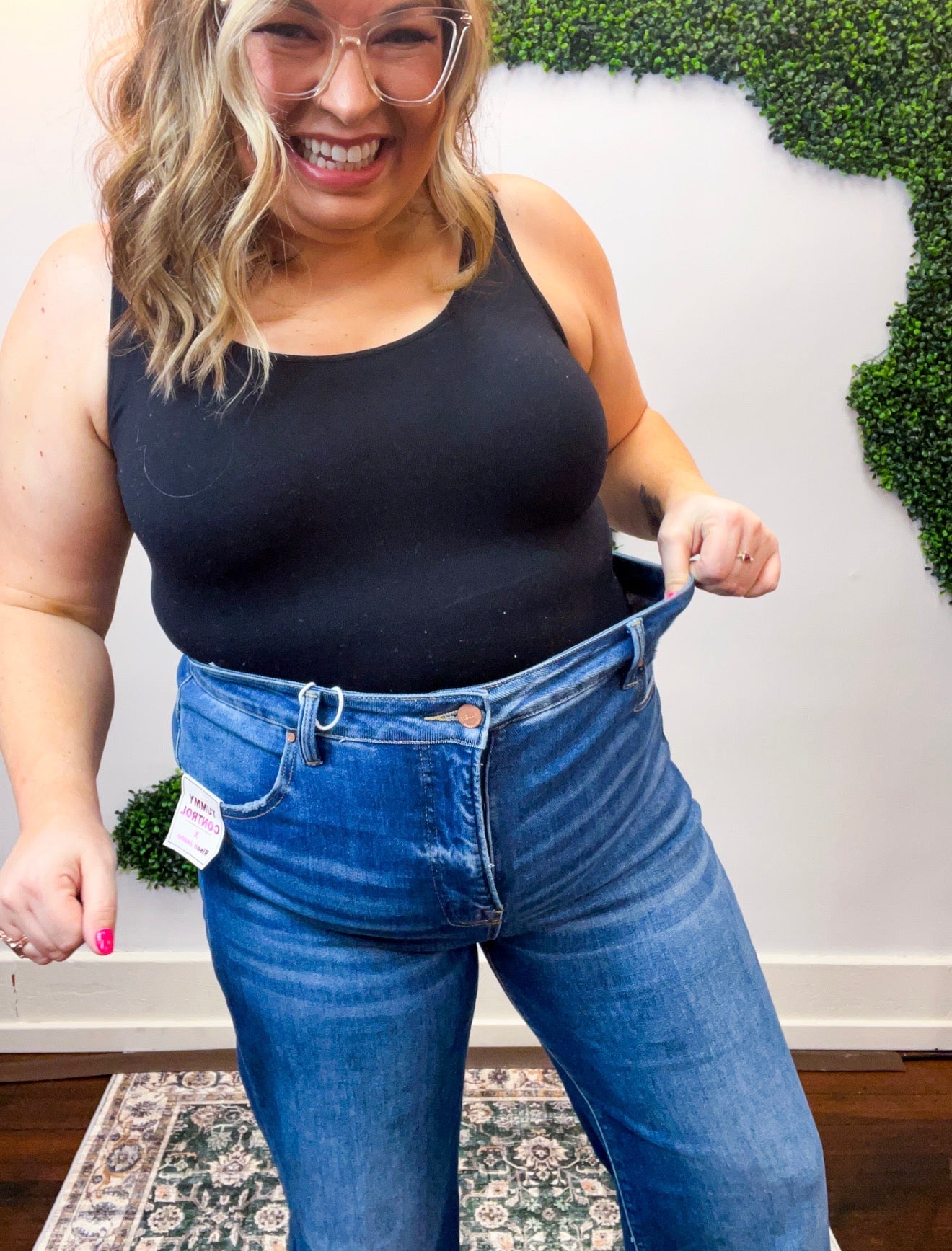 Tummy Control High Rise Wide Flare Jeans by Risen