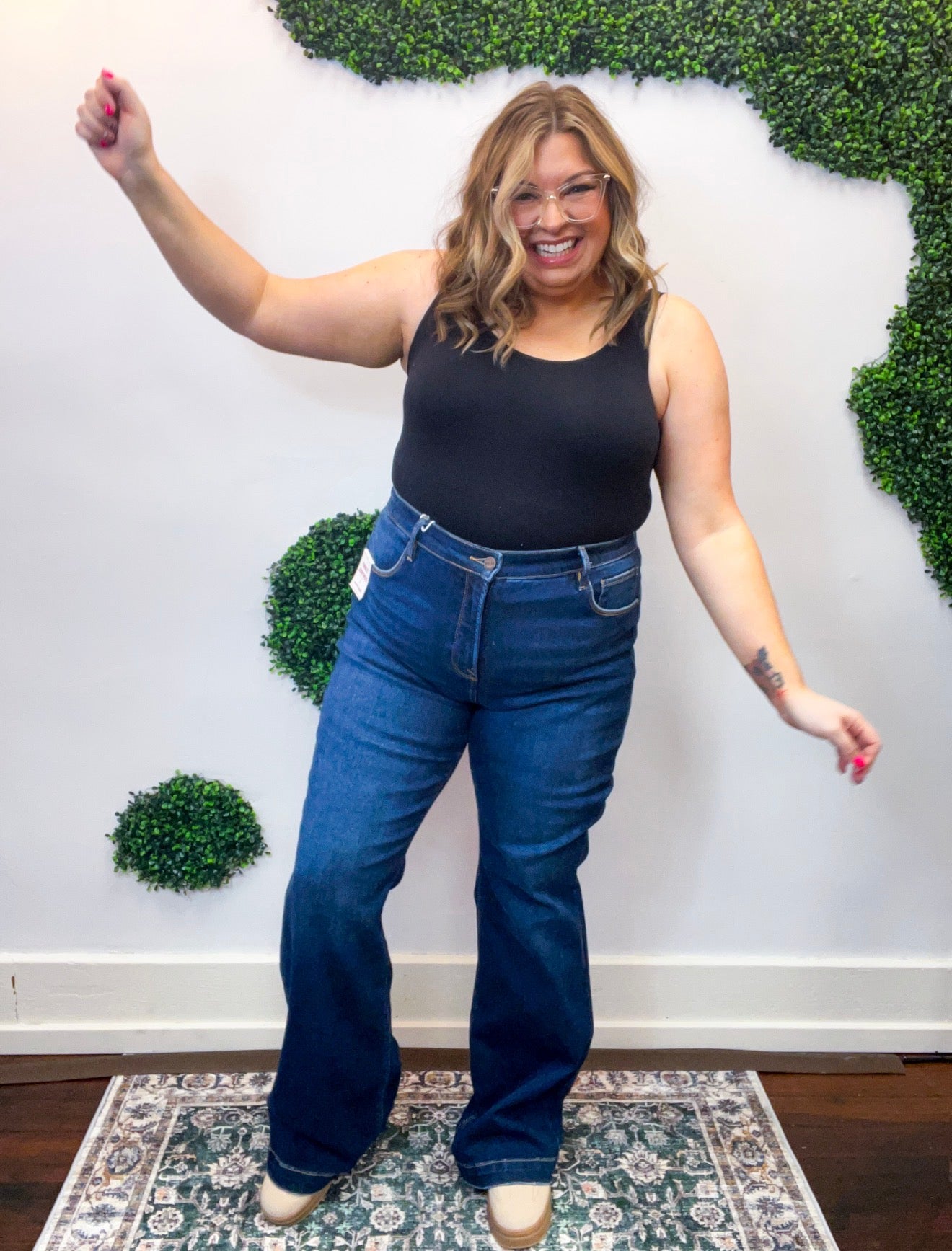 Tummy Control Mid Rise Flare Basic Jeans by Risen