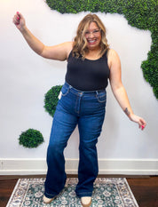 Tummy Control Mid Rise Flare Basic Jeans by Risen